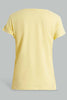 Yellow And White Printed Pyjama Set For Senior Girls (2 Piece)