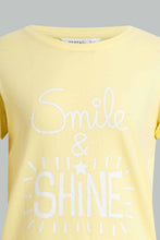 Load image into Gallery viewer, Yellow And White Printed Pyjama Set For Senior Girls (2 Piece)