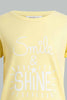 Yellow And White Printed Pyjama Set For Senior Girls (2 Piece)