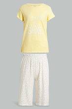Load image into Gallery viewer, Yellow And White Printed Pyjama Set For Senior Girls (2 Piece)