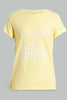 Yellow And White Printed Pyjama Set For Senior Girls (2 Piece)
