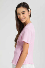 Load image into Gallery viewer, Redtag-Pink-Waffle-Top-Plain-T-Shirts-Senior-Girls-9 to 14 Years