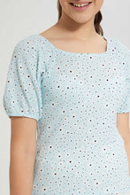 تنزيل الصورة على معرض الصور، Redtag-Lt-Blue-Floral-Top-+-Pencil-Skirt-Graphic-T-Shirts-Senior-Girls-9 to 14 Years