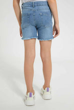 Load image into Gallery viewer, Redtag-Lt.-Wash-Girls-Denim-Rhinestone-Short-Casual-Shorts-Girls-2 to 8 Years
