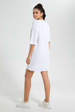 تنزيل الصورة على معرض الصور، Redtag-White-Longline-Graphic-Tee-Loungewear-T-Shirts-Women's-