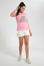 تنزيل الصورة على معرض الصور، Redtag-Pale-Pink-Oversize-Graphic-Tee-Loungewear-T-Shirts-Women's-