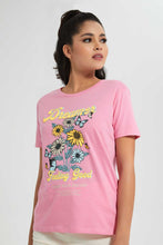 تنزيل الصورة على معرض الصور، Redtag-Pale-Pink-Oversize-Graphic-Tee-Loungewear-T-Shirts-Women's-