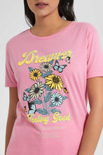 تنزيل الصورة على معرض الصور، Redtag-Pale-Pink-Oversize-Graphic-Tee-Loungewear-T-Shirts-Women's-