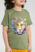 تنزيل الصورة على معرض الصور، Redtag-Olive-Lion-Print-T-Shirt-Graphic-T-Shirts-Boys-2 to 8 Years