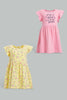 Redtag-Multi-Colour-2Pc-Pack-Knit-Dress-Dresses-Infant-Girls-3 to 24 Months