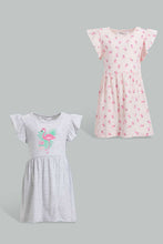 Load image into Gallery viewer, Redtag-Multi-Colour-2Pc-Pack-Knit-Dress-Dresses-Infant-Girls-3 to 24 Months
