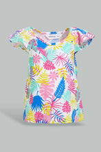 Load image into Gallery viewer, Redtag-White-Tropical-Printed-T-Shirt-And-Mint-Solid-Skirt-Sets-Infant-Girls-3 to 24 Months