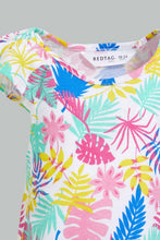 Load image into Gallery viewer, Redtag-White-Tropical-Printed-T-Shirt-And-Mint-Solid-Skirt-Sets-Infant-Girls-3 to 24 Months
