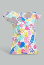 Load image into Gallery viewer, Redtag-White-Tropical-Printed-T-Shirt-And-Mint-Solid-Skirt-Sets-Infant-Girls-3 to 24 Months