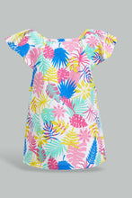 Load image into Gallery viewer, Redtag-White-Tropical-Printed-T-Shirt-And-Mint-Solid-Skirt-Sets-Infant-Girls-3 to 24 Months
