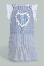 تنزيل الصورة على معرض الصور، Redtag-Blue-Dungaree-Dress-With-White-T-Shirt-Sets-Infant-Girls-3 to 24 Months