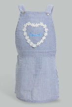 تنزيل الصورة على معرض الصور، Redtag-Blue-Dungaree-Dress-With-White-T-Shirt-Sets-Infant-Girls-3 to 24 Months