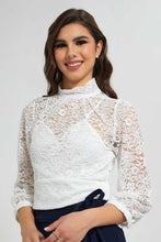Load image into Gallery viewer, Redtag-White-Lace-Top-With-Open-Back-Tie-Hem-Blouses-Women's-