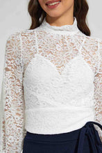 Load image into Gallery viewer, Redtag-White-Lace-Top-With-Open-Back-Tie-Hem-Blouses-Women's-