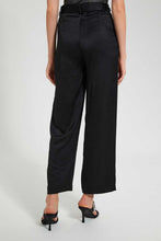 Load image into Gallery viewer, Redtag-Black-Straight-Fit-Trouser-With-Self-Fabric-Belt-Trousers-Women's-