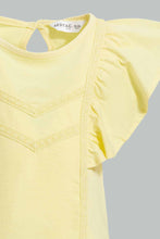 Load image into Gallery viewer, Redtag-Yellow-Flutter-Sleeves-Jersey-Blouse-Blouses-Infant-Girls-3 to 24 Months