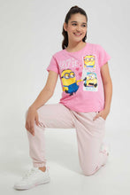 تنزيل الصورة على معرض الصور، Redtag-Pink-Minions-T-Shirt-Graphic-T-Shirts-Senior-Girls-9 to 14 Years