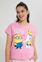 تنزيل الصورة على معرض الصور، Redtag-Pink-Minions-T-Shirt-Graphic-T-Shirts-Senior-Girls-9 to 14 Years