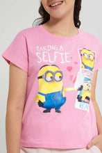 تنزيل الصورة على معرض الصور، Redtag-Pink-Minions-T-Shirt-Graphic-T-Shirts-Senior-Girls-9 to 14 Years