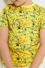 Load image into Gallery viewer, Redtag-Yellow-Paint-Splat-T-Shirt-Graphic-T-Shirts-Boys-2 to 8 Years