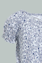 Load image into Gallery viewer, Redtag-Blue-Floral-Aop-Electic-Hem-Blouse-Blouses-Infant-Girls-3 to 24 Months