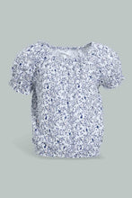 Load image into Gallery viewer, Redtag-Blue-Floral-Aop-Electic-Hem-Blouse-Blouses-Infant-Girls-3 to 24 Months