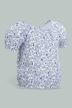 Load image into Gallery viewer, Redtag-Blue-Floral-Aop-Electic-Hem-Blouse-Blouses-Infant-Girls-3 to 24 Months