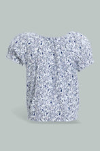 Load image into Gallery viewer, Redtag-Blue-Floral-Aop-Electic-Hem-Blouse-Blouses-Infant-Girls-3 to 24 Months