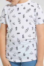 Load image into Gallery viewer, Redtag-White-Space-Aop-T-Shirt-Graphic-T-Shirts-Boys-2 to 8 Years