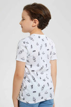 Load image into Gallery viewer, Redtag-White-Space-Aop-T-Shirt-Graphic-T-Shirts-Boys-2 to 8 Years