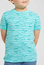 Load image into Gallery viewer, Redtag-Aqua-Shark-Aop-T-Shirt-Graphic-T-Shirts-Boys-2 to 8 Years