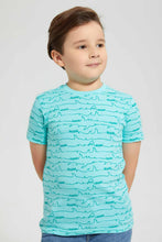 Load image into Gallery viewer, Redtag-Aqua-Shark-Aop-T-Shirt-Graphic-T-Shirts-Boys-2 to 8 Years