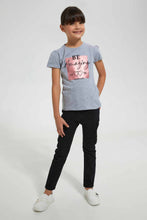تنزيل الصورة على معرض الصور، Redtag-Grey-Melange-Girls-Foil-Printed-T-Shirt-Graphic-T-Shirts-Girls-2 to 8 Years