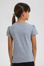 تنزيل الصورة على معرض الصور، Redtag-Grey-Melange-Girls-Foil-Printed-T-Shirt-Graphic-T-Shirts-Girls-2 to 8 Years