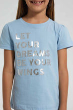 تنزيل الصورة على معرض الصور، Redtag-Sky-Blue-Girls-Foil-Printed-T-Shirt-Graphic-T-Shirts-Girls-2 to 8 Years