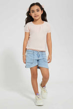 Load image into Gallery viewer, Redtag-Lt.-Wash-Girls-Denim-Short-Denim-Shorts-Girls-2 to 8 Years