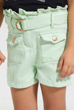Load image into Gallery viewer, Redtag-Lt.-Green-Girls--Non-Denim-Short-Denim-Shorts-Girls-2 to 8 Years