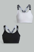 Load image into Gallery viewer, Black And White Padded Sport Bra For Senior Girls (2 Pack)