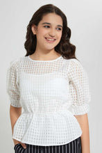 تنزيل الصورة على معرض الصور، Redtag-White-Organza-Peplum-Top-Blouses-Senior-Girls-9 to 14 Years