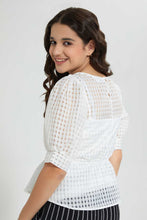 تنزيل الصورة على معرض الصور، Redtag-White-Organza-Peplum-Top-Blouses-Senior-Girls-9 to 14 Years