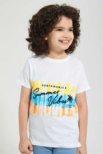 Load image into Gallery viewer, Redtag-White-Summer-Vibes-Emb-T-Shirt-Graphic-T-Shirts-Boys-2 to 8 Years