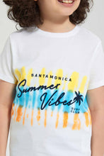 Load image into Gallery viewer, Redtag-White-Summer-Vibes-Emb-T-Shirt-Graphic-T-Shirts-Boys-2 to 8 Years