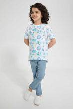 Load image into Gallery viewer, Redtag-White-Aop-Embossed-T-Shirt-All-Over-Prints-T-Shirts-Boys-2 to 8 Years