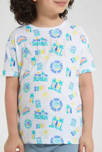Load image into Gallery viewer, Redtag-White-Aop-Embossed-T-Shirt-All-Over-Prints-T-Shirts-Boys-2 to 8 Years