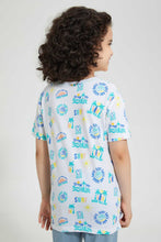Load image into Gallery viewer, Redtag-White-Aop-Embossed-T-Shirt-All-Over-Prints-T-Shirts-Boys-2 to 8 Years